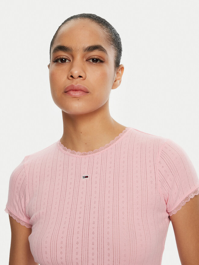 Tommy Jeans Tommy Jeans Marškinėliai DW0DW19493 Rožinė Slim Fit