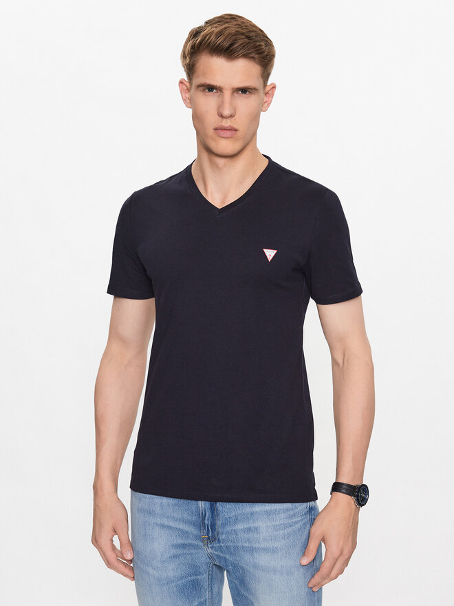 Guess Guess Marškinėliai M2YI37 I3Z14 Tamsiai mėlyna Slim Fit