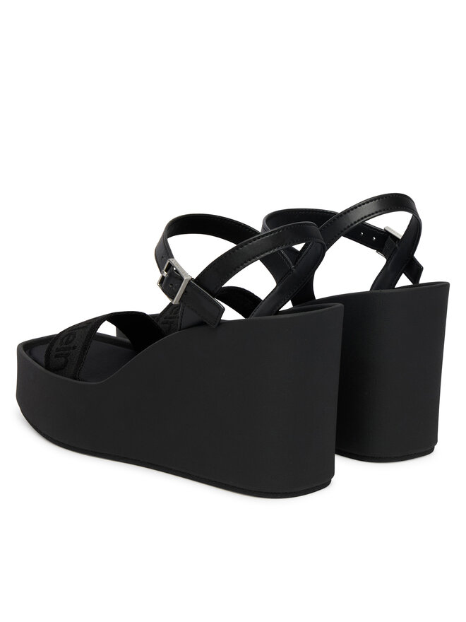 Calvin Klein Sandalen Calvin Klein Wedge 70 Sndl Webbing Lth HW0HW02882 Schwarz