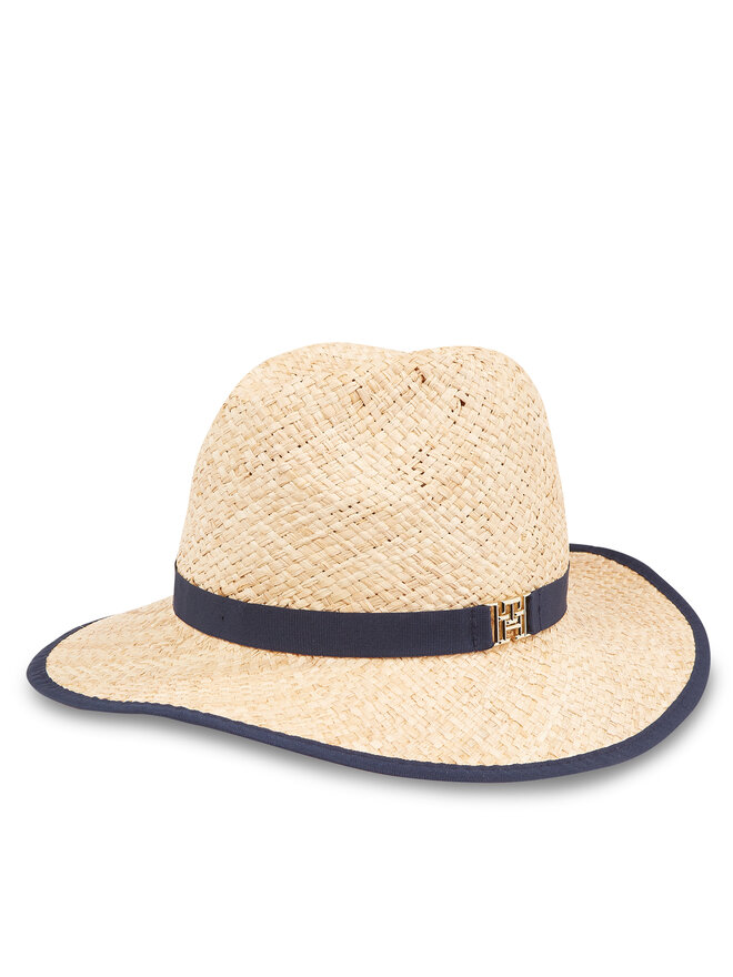 Tommy Hilfiger Cappello Tommy Hilfiger Beach Summer Straw Fedora Hat AW0AW16044 Écru