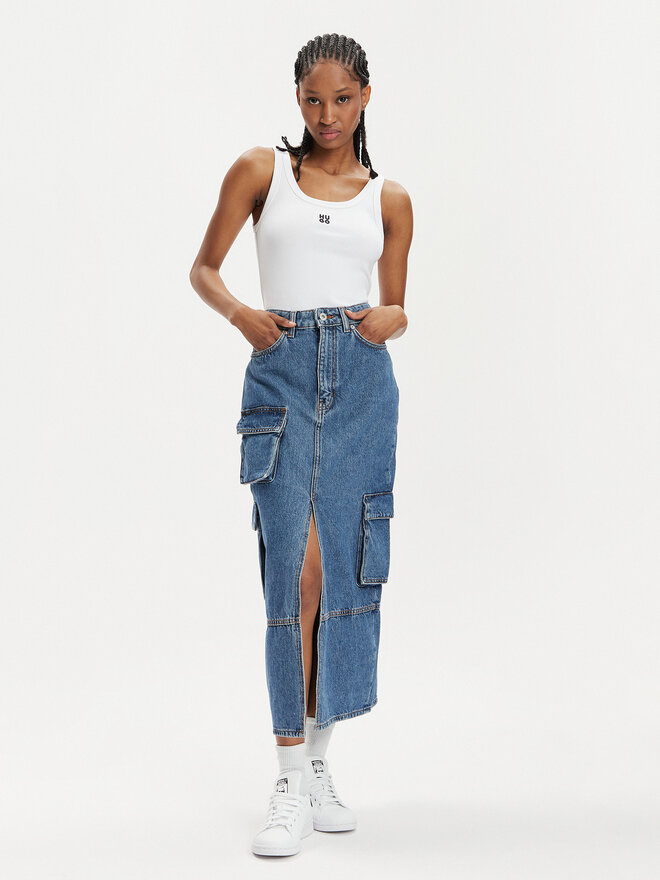 HUGO Hugo Top Datamia 50514489 Weiß Slim Fit