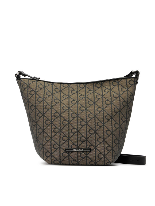Calvin Klein Handtasche Calvin Klein Emblem Aop Jacquard Tote W/Pouch LV04F3535G Khakifarben