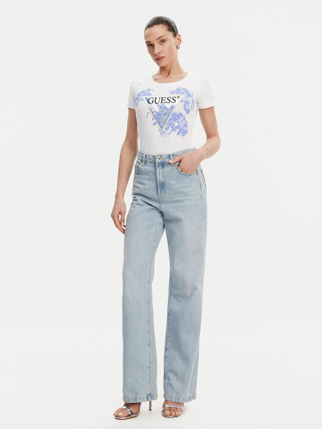 Guess Guess Marškinėliai W5GI08 J1314 Balta Slim Fit