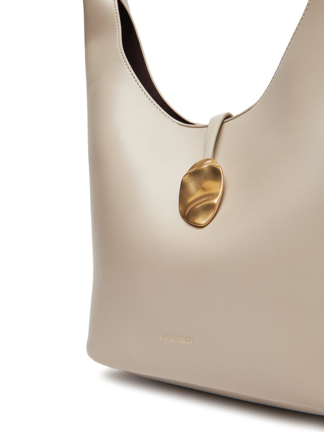 Calvin Klein Jeans Ročna torba Calvin Klein Jeans Stone Lock Slouchy Small Shoulde LV04K3176G Écru