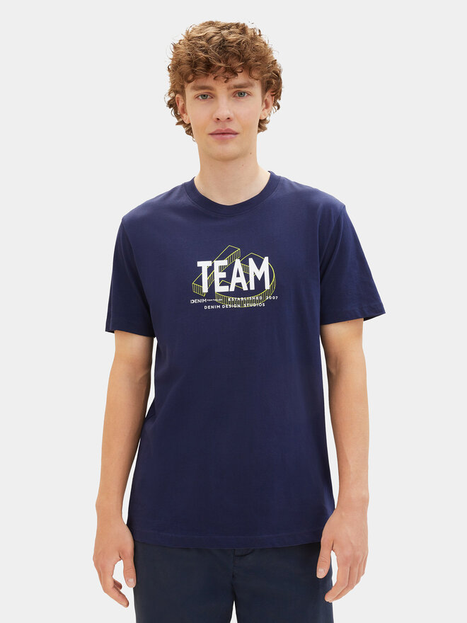 Tom Tailor Denim Tom Tailor Denim Póló 1040838 Sötétkék Regular Fit