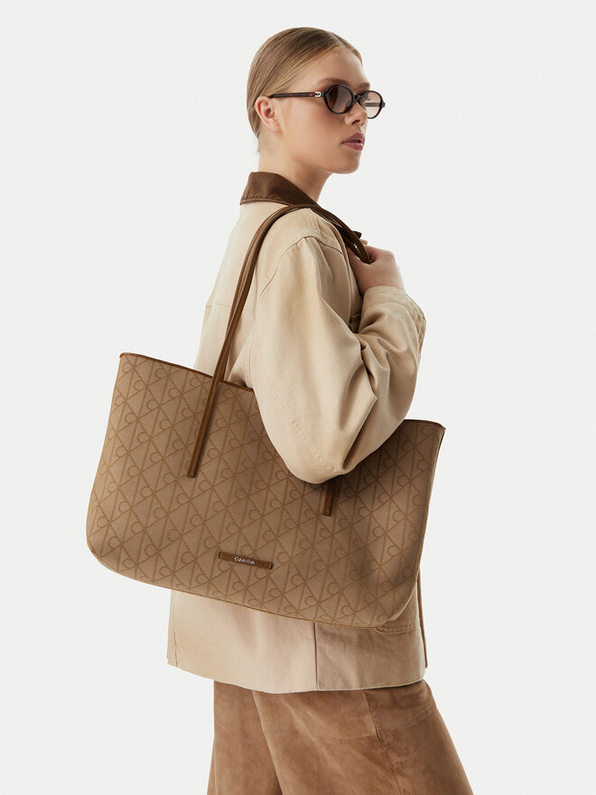Calvin Klein Handtasche Calvin Klein Emblem Aop Jacquard LV04F3750G Khakifarben
