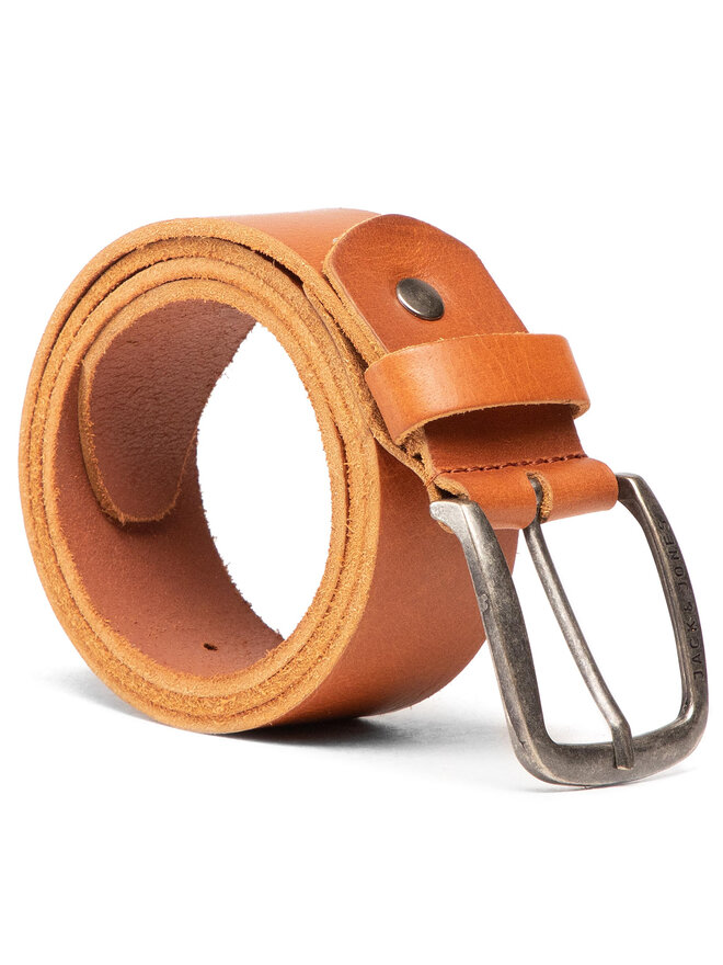 Jack&Jones Pánský pásek Jack&Jones Jackpaul Leather Belt 12111286 Hnědá
