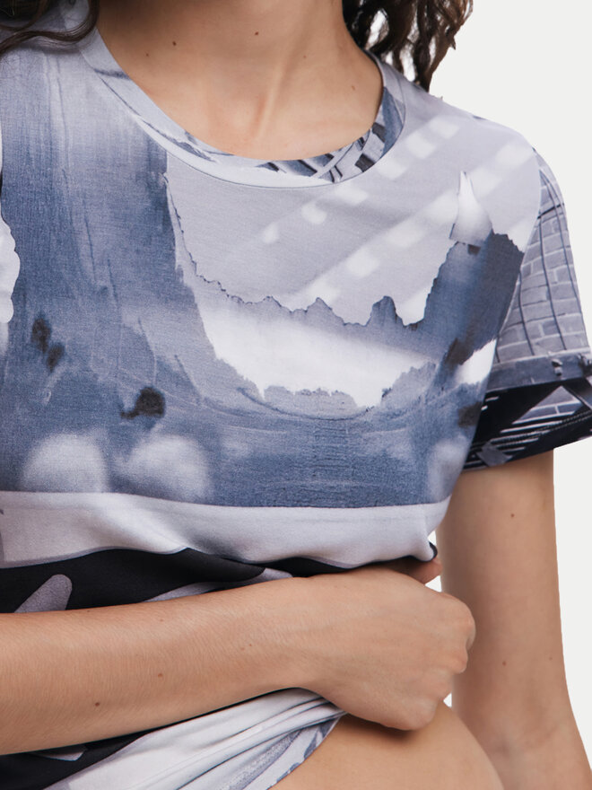 Desigual Desigual Marškinėliai Potomac 25SWTKA0 Pilka Slim Fit