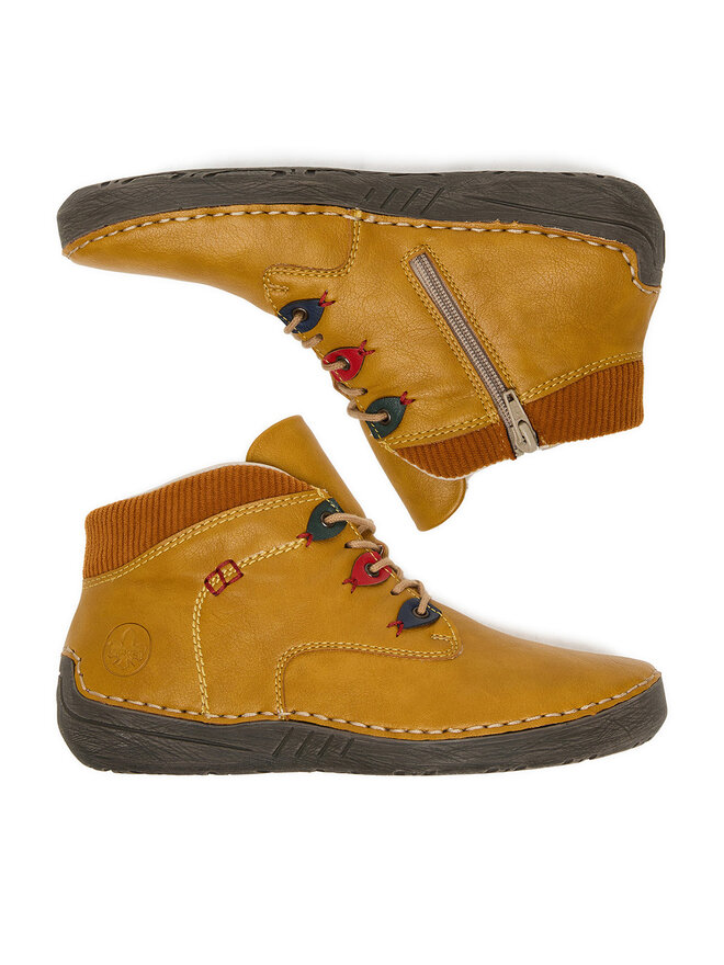 Rieker Trzewiki Rieker 52544-68 Żółty