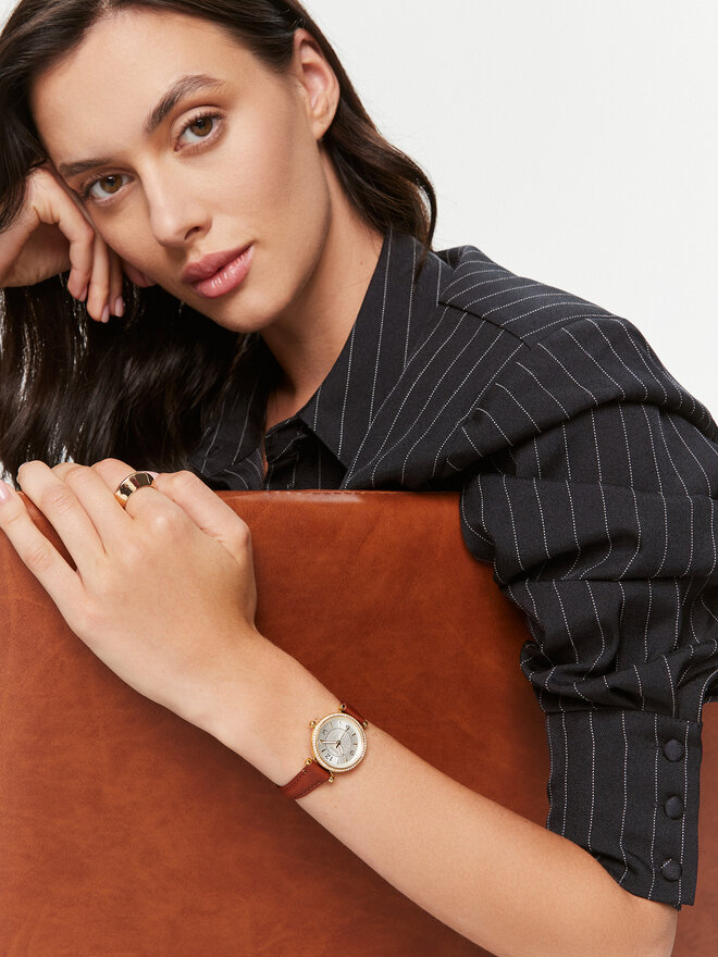 Fossil Годинник Fossil Carlie ES5297 Коричневий