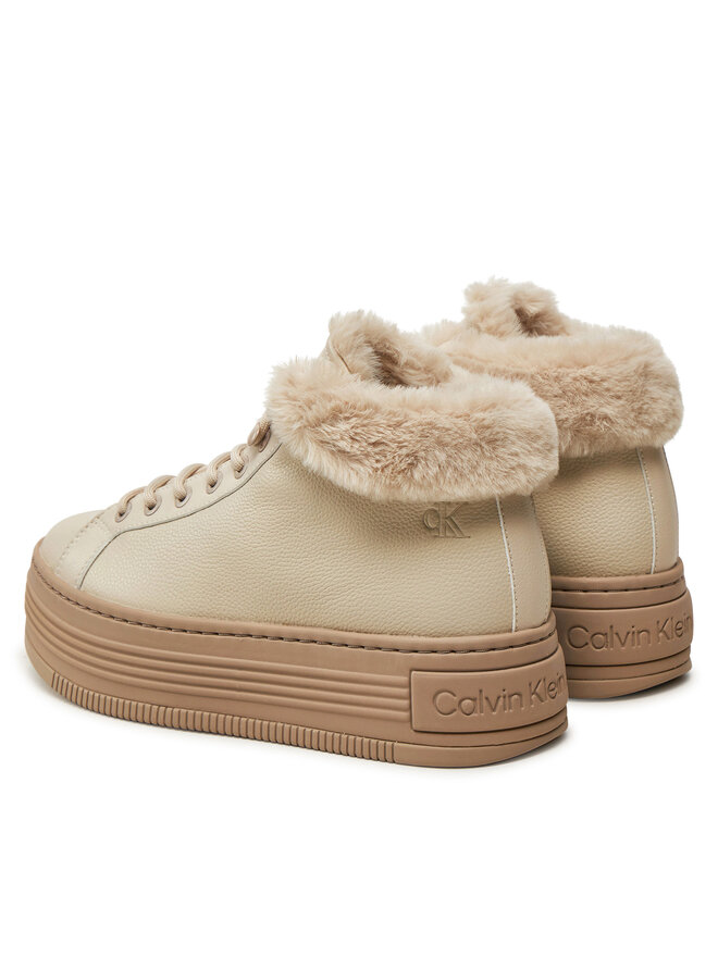 Calvin Klein Jeans Polokozačky Calvin Klein Jeans Bold Platf Low Laceup Mg YW0YW01590 Béžová