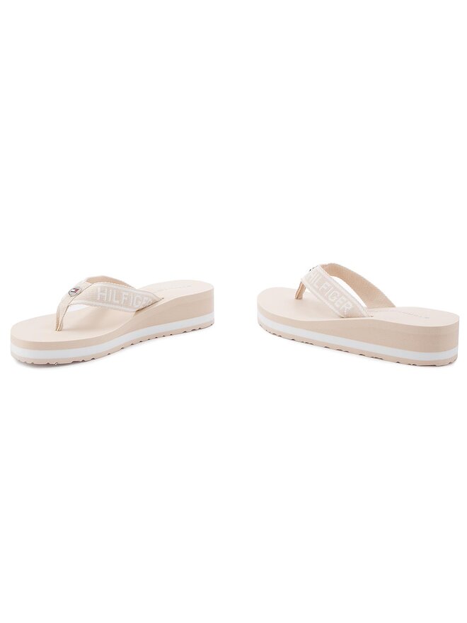 Tommy Hilfiger Zehentrenner Tommy Hilfiger Branding Beach Sandal FW0FW02953 Beige