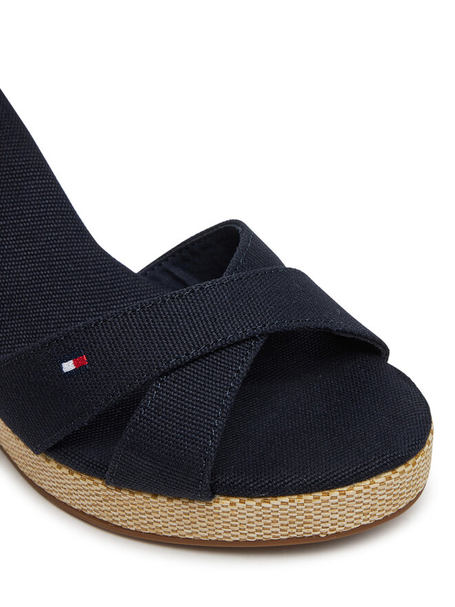 Tommy Hilfiger Sandały Tommy Hilfiger Flag High Wedge Espad Crisscross FW0FW08661 Granatowy