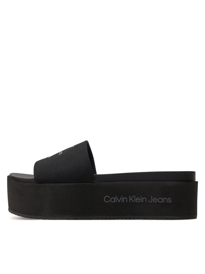 Calvin Klein Jeans Pantoletten Calvin Klein Jeans Flatform Sandal Met YW0YW01036 Schwarz