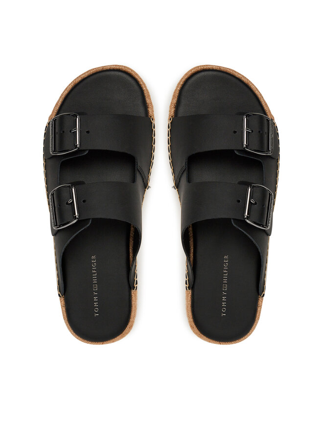 Tommy Hilfiger Espadrilles Tommy Hilfiger Flex Jutte Hilfiger Lth Sandal FM0FM05646 Schwarz
