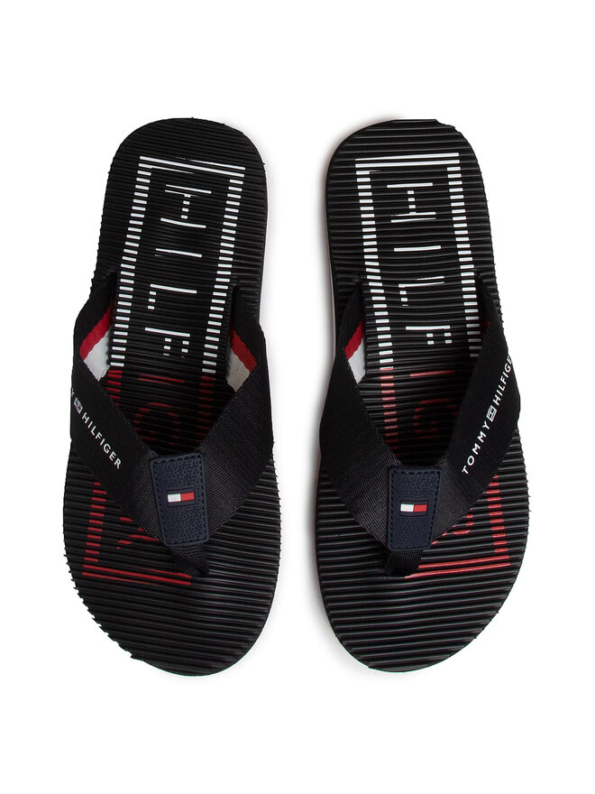 Tommy Hilfiger Zehentrenner Tommy Hilfiger Massage Footbed Th Beach Sandal FM0FM02695 Dunkelblau