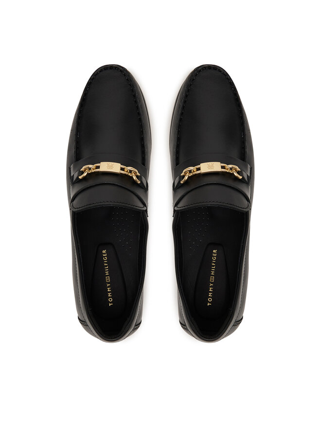 Tommy Hilfiger Slipper Tommy Hilfiger Th Chain Leather Loafer FW0FW08956 Schwarz