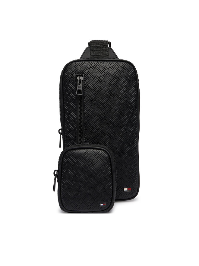 Tommy Hilfiger Umhängetasche Tommy Hilfiger Embossed Flag Sling Bag AM0AM14191 Schwarz