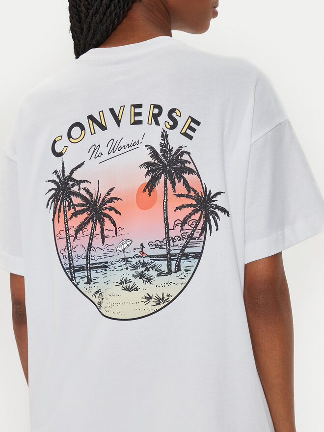 Converse Converse Marškinėliai W Beach Scenentee 10026378-A01 Balta Regular Fit