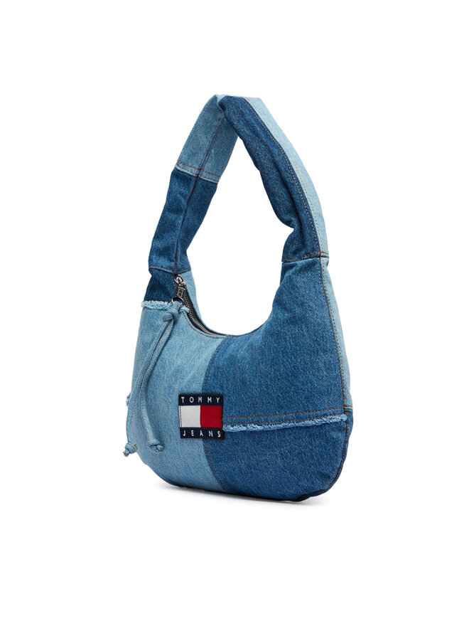 Tommy Jeans Handtasche Tommy Jeans Tjw Denim Patchwork Shoulder Bag AW0AW18471 Blau