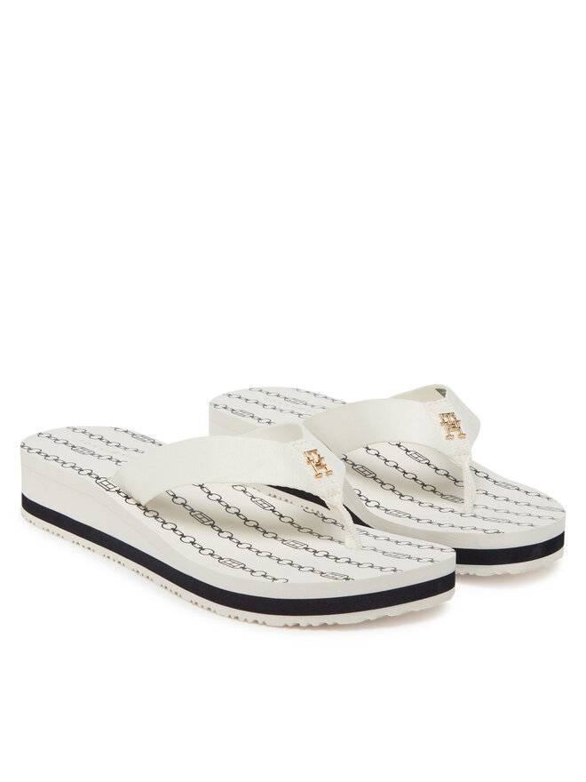 Tommy Hilfiger Žabky Tommy Hilfiger Im Th Chainprint Midwedge Sandal FW0FW08527 Bílá