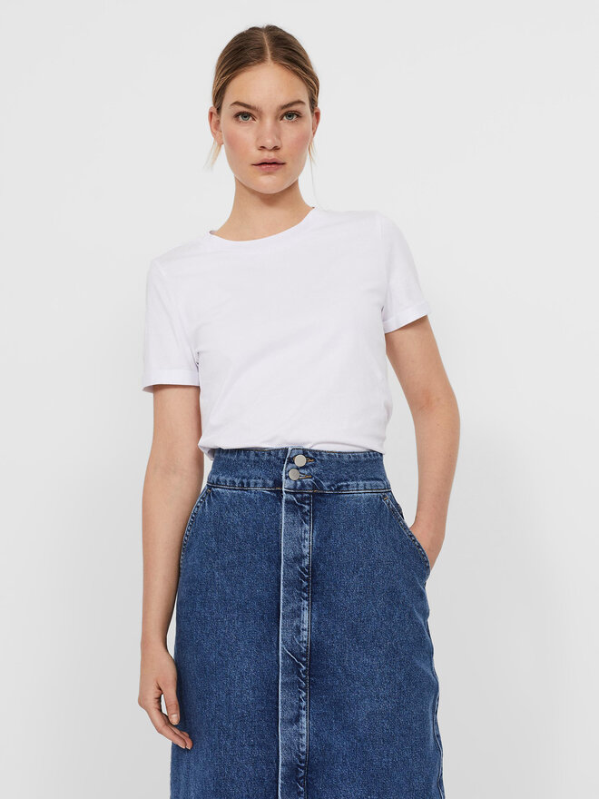 Vero Moda Vero Moda Marškinėliai Paula 10243889 Balta Regular Fit