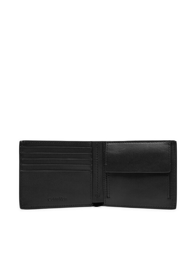 Calvin Klein Liels vīriešu maks Calvin Klein Ck Sleek Bifold 5cc W/Coin K50K512691 Melns