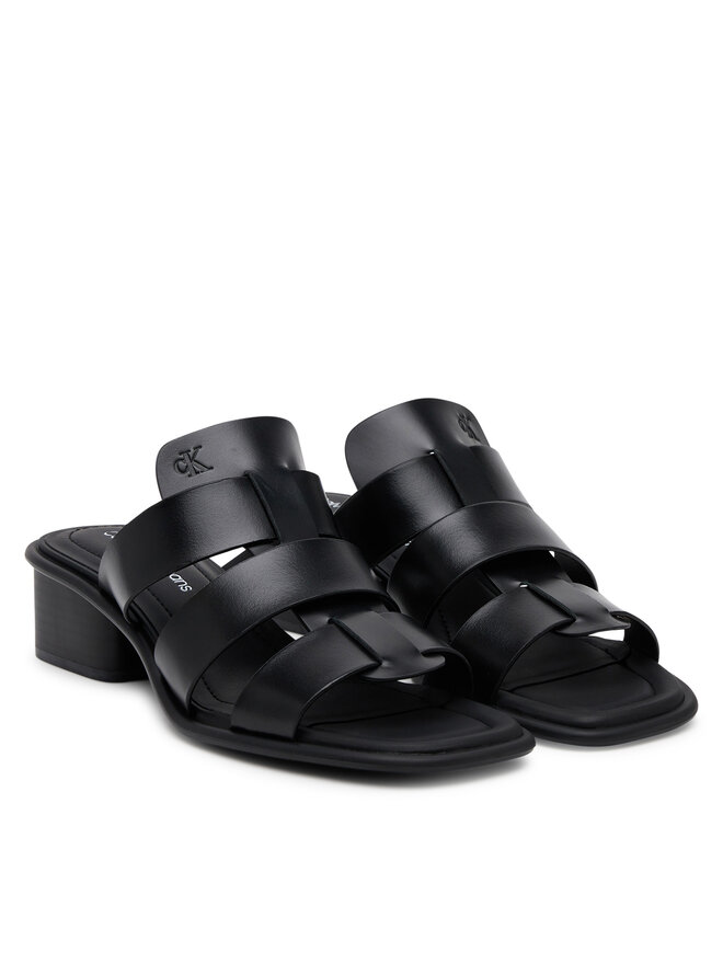 Calvin Klein Jeans Papucs Calvin Klein Jeans Heel Square Mg Lth YW0YW01702 Fekete