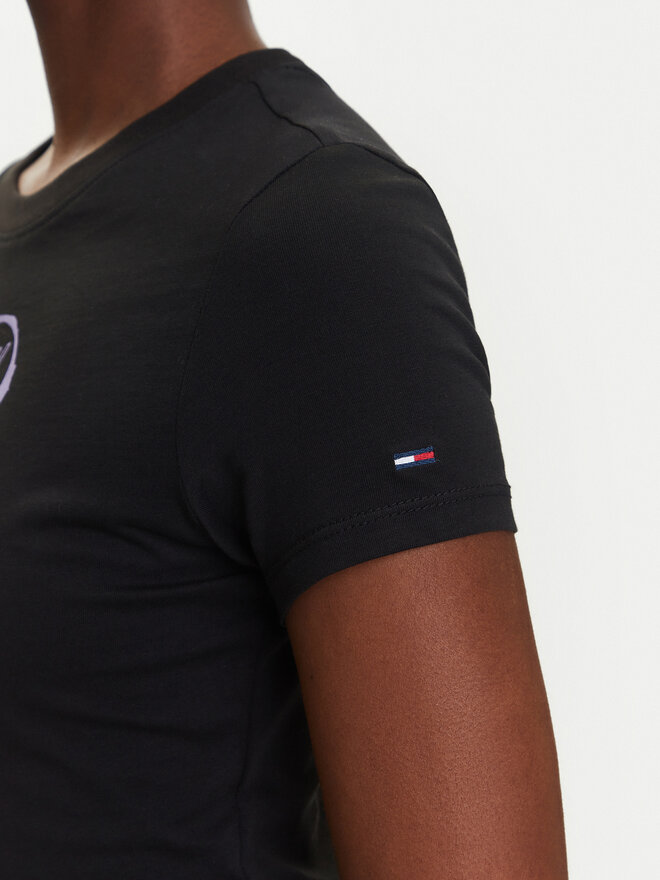 Tommy Jeans Tommy Jeans Póló Heart DW0DW21390 Fekete Slim Fit