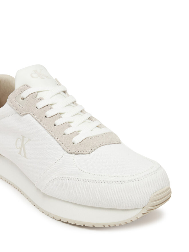 Calvin Klein Jeans Sneakersy Calvin Klein Jeans Runner Sock Laceup Mg Canvas YM0YM01217 Biały