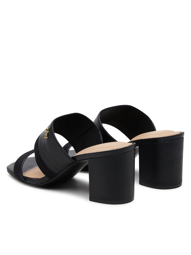 Tommy Hilfiger Šľapky Tommy Hilfiger Leather & Suede Block Heel Mule FW0FW08530 Čierna