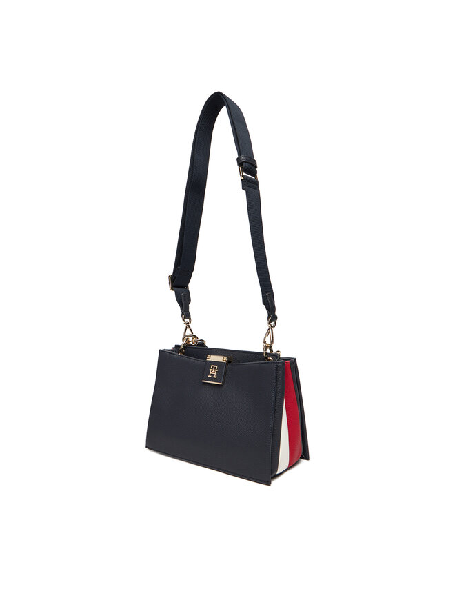 Tommy Hilfiger Handtasche Tommy Hilfiger Th Her Med Satchel Corp AW0AW17830 Dunkelblau