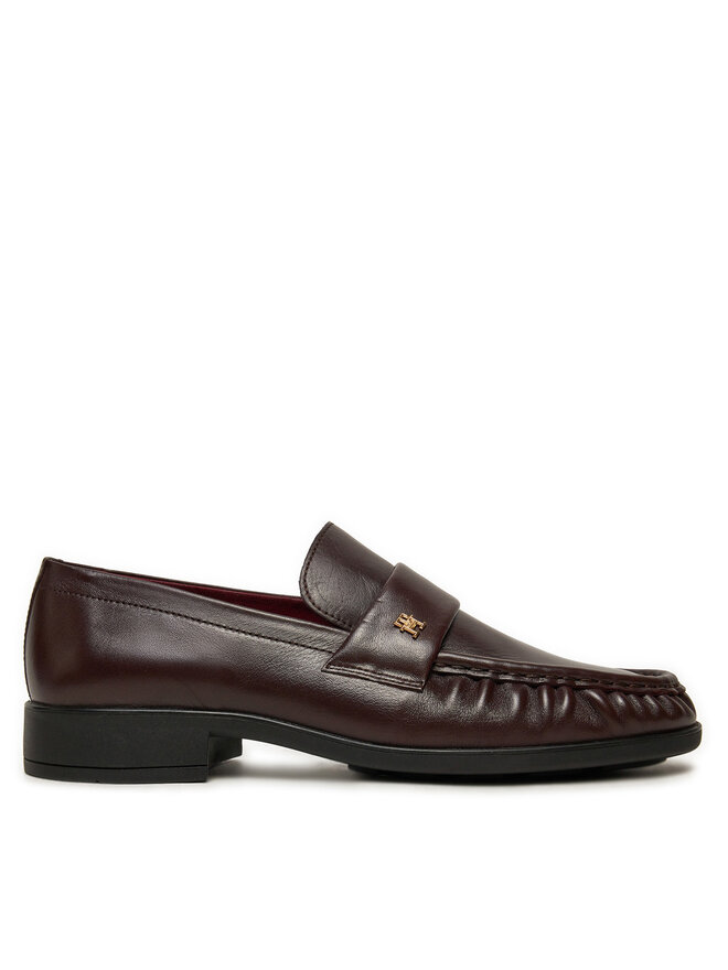Tommy Hilfiger Lordsy Tommy Hilfiger Loafer Soft Nappa Pleated Toe FW0FW08362 Bordowy