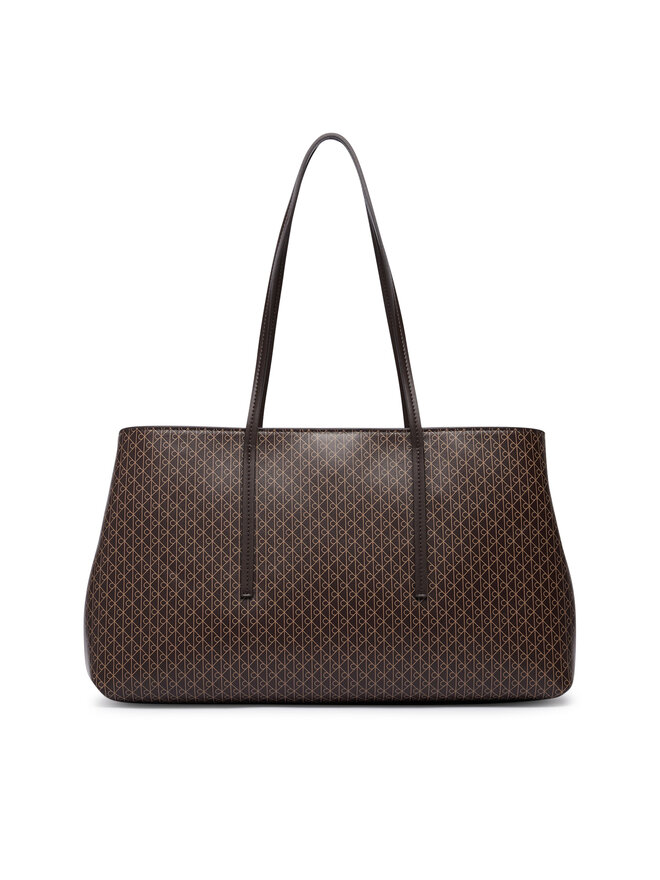 Calvin Klein Handtasche Calvin Klein Emblem Aop Medium Work Tote LV04F3786G Dunkelbraun