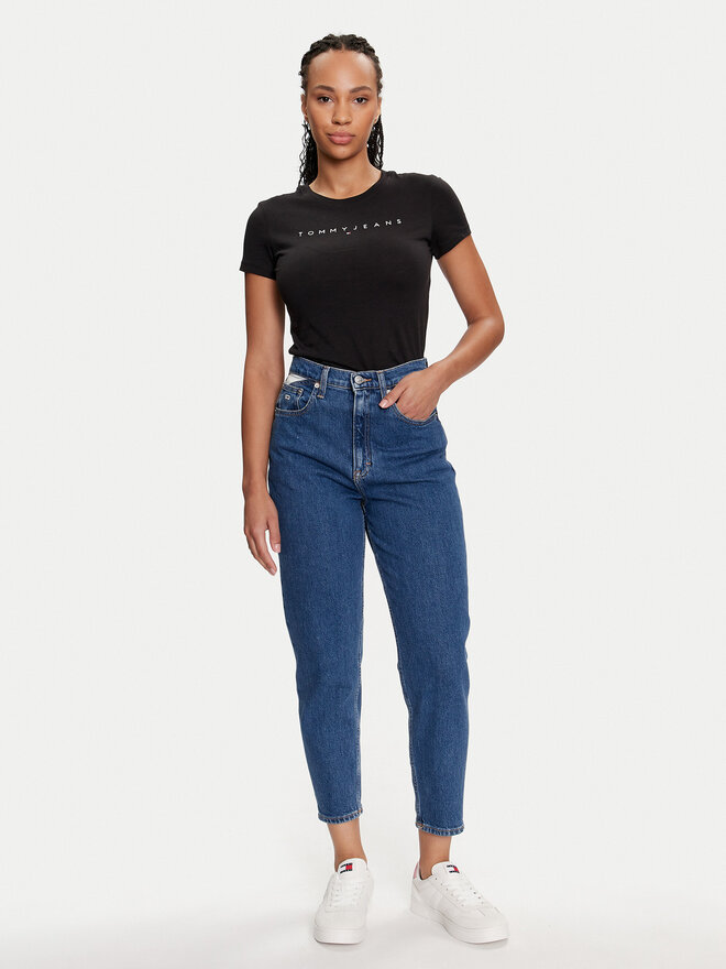 Tommy Jeans Tommy Jeans Marškinėliai Linear DW0DW18398 Juoda Slim Fit