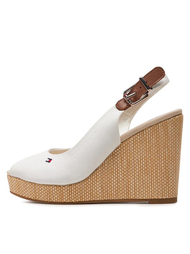 Tommy Hilfiger Sandalias Tommy Hilfiger Iconic Elena Sling Back Wedge FW0FW04789 Écru