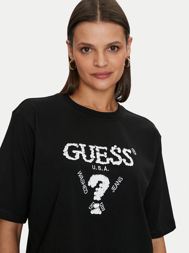Guess Guess Marškinėliai Aurelie V4YI06 I3Z14 Juoda Boxy Fit