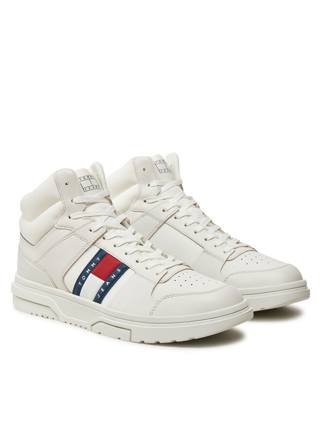 Tommy Jeans Снікерcи Tommy Jeans The Brooklyn Mix Mat Mid EM0EM01458 Білий