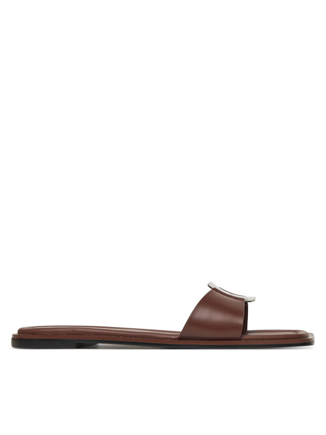Calvin Klein Nazouváky Calvin Klein Flat Slide W/Ck Hw Big - Lth HW0HW02482 Hnědá