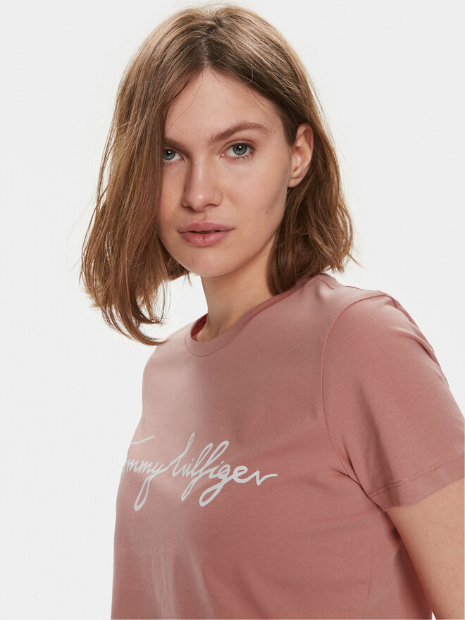 Tommy Hilfiger Tommy Hilfiger Marškinėliai Signature WW0WW41674 Rožinė Regular Fit