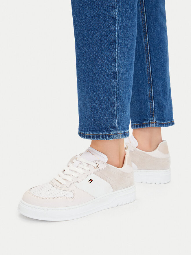 Tommy Hilfiger Sneakers Tommy Hilfiger Th Sporty Cupsole Tumbled Ltr FW0FW09024 Écru