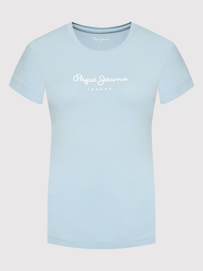 Pepe Jeans Pepe Jeans Marškinėliai New Virgina PL505202 Mėlyna Slim Fit