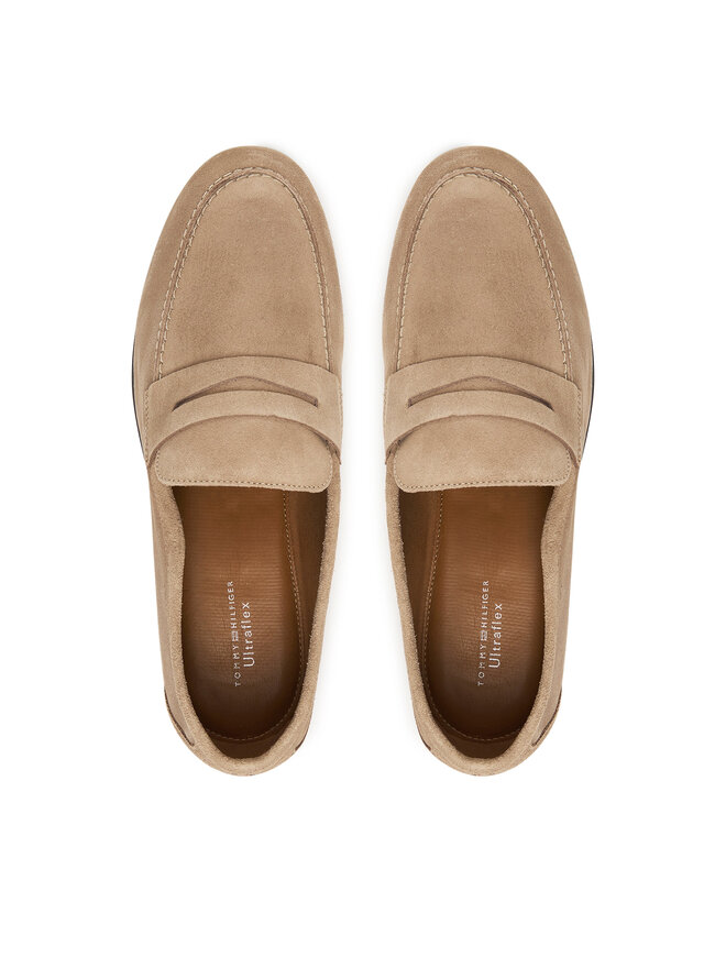 Tommy Hilfiger Slipper Tommy Hilfiger Flexible Slim Suede Loafer FM0FM05745 Beige