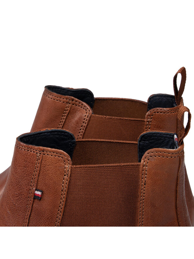 Tommy Hilfiger Klassische Stiefeletten Tommy Hilfiger Signature Hilfiger Lth Chelsea FM0FM03782 Braun