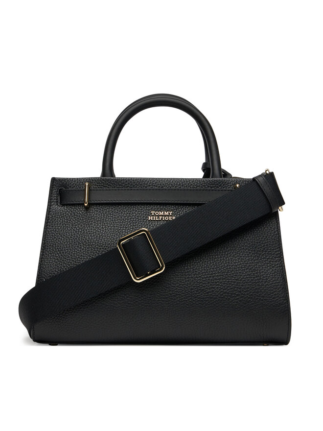 Tommy Hilfiger Geantă Tommy Hilfiger American Icon Mini Tote Leather AW0AW17188 Negru