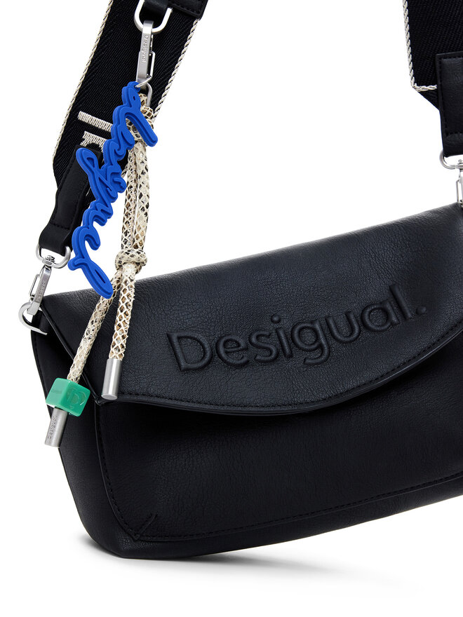 Desigual Τσάντα Desigual Half Logo Trokel 25WAXPAL Μαύρο