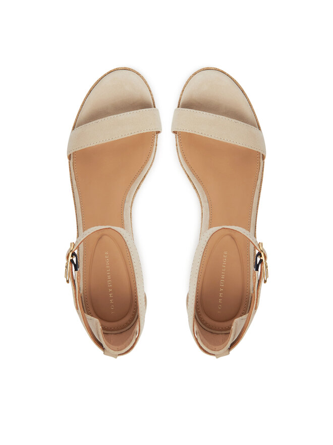Tommy Hilfiger Espadrilky Tommy Hilfiger Suede Ankle Mid Wedge Espadrille FW0FW08479 Béžová
