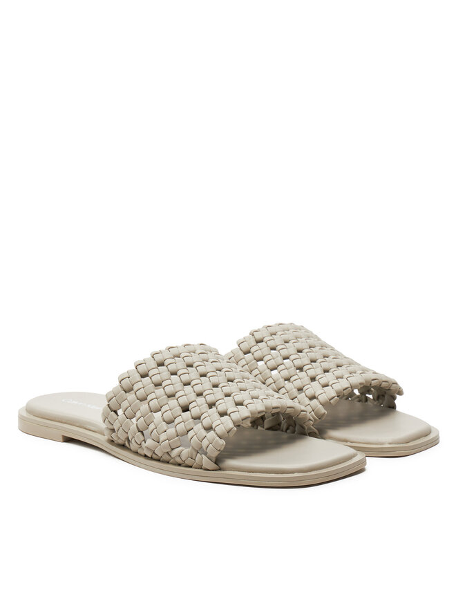 Calvin Klein Pantoletten Calvin Klein Flat Slide Latt HW0HW02143 Beige