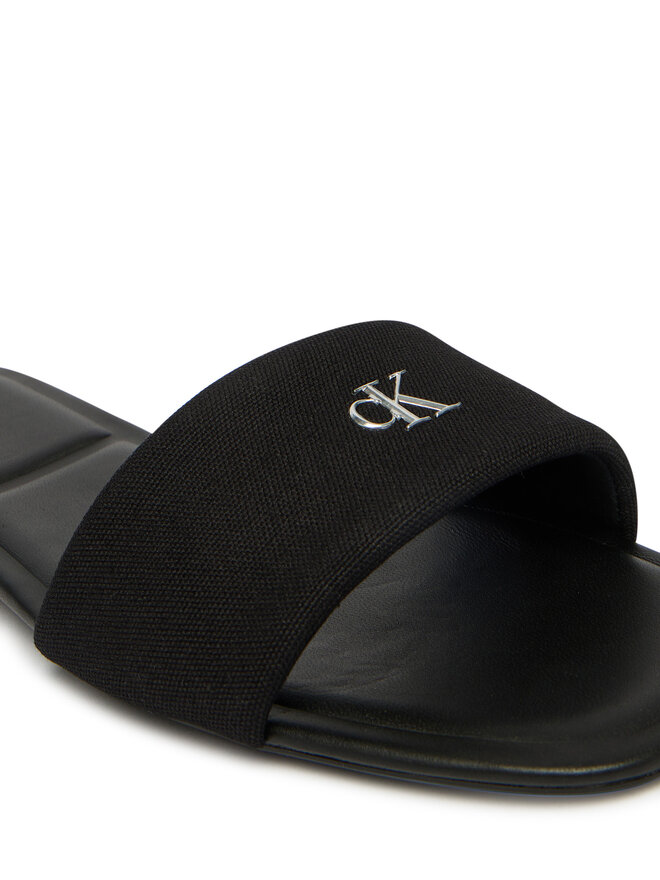 Calvin Klein Pantoletten Calvin Klein Square Flat Sndl Canvas Hw HW0HW03129 Schwarz