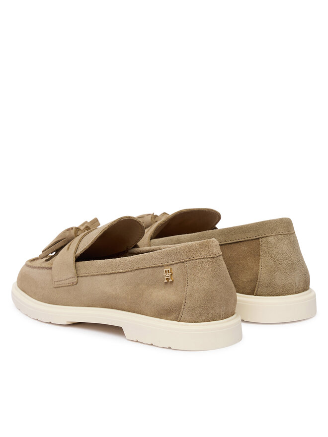 Tommy Hilfiger Slipper Tommy Hilfiger Light Suede Tassel Loafer FW0FW09285 Braun